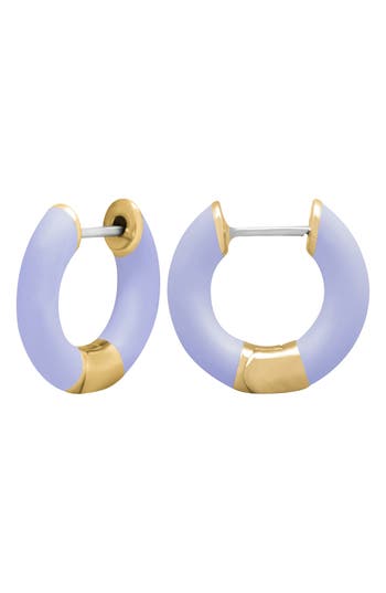 Central Park Tubular Enamel Hoop Earrings In Matte Purple