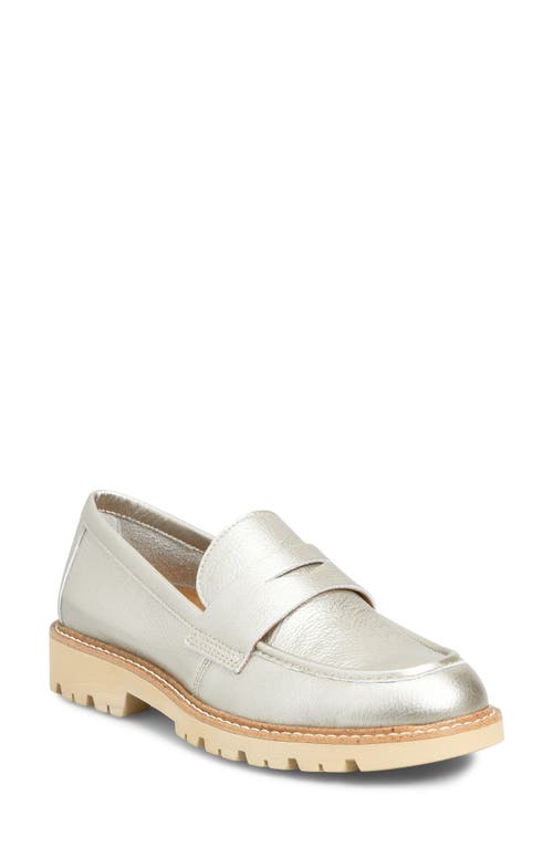 Lug Sole Penny Loafer in Silver