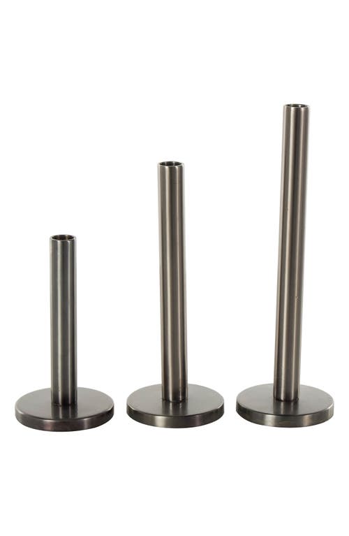 Vivian Lune Home Set Of 3 Taper Candleholders In Silver