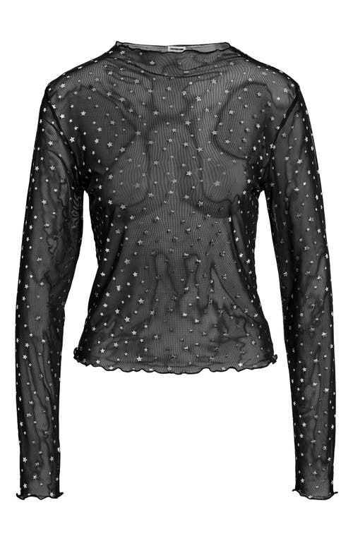 Shop Noisy May Star Sheer Mesh Top In Black Detail Silver