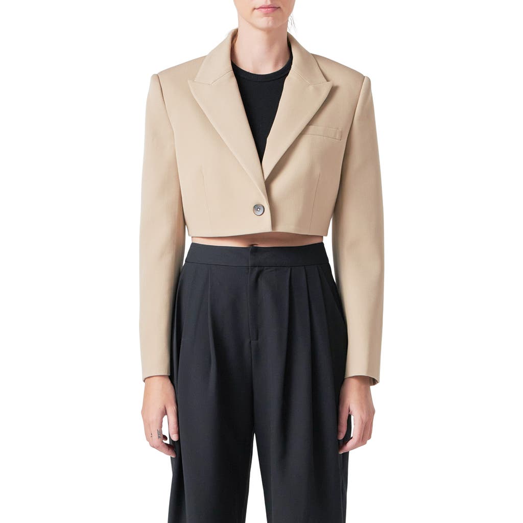 Grey Lab Crop Blazer in Beige