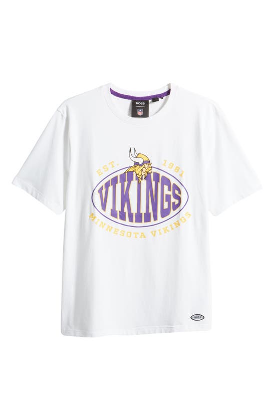 Shop Hugo Boss Boss X Nfl Stretch Cotton Graphic T-shirt In Minnesota Vikings White