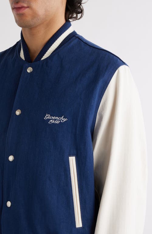 Givenchy Bicolor Cotton Varsity Jacket In Blue/white