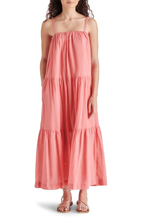 Shop Steve Madden Oceane Tiered Cotton Maxi Sundress In Peach Romance