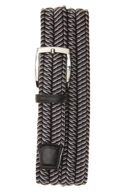Torino Herringbone Woven Belt In Black