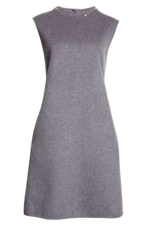 Max Mara Daria Stud Cap Sleeve Virgin Wool Dress In Medium Grey