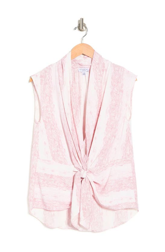 Current Air Sleeveless Knotted Front Woven Blouse In Light Lavender