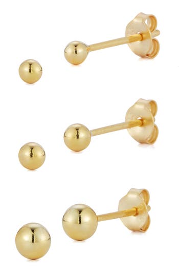 Glaze Jewelry Set Of 3 Ball Stud Earrings In Gold