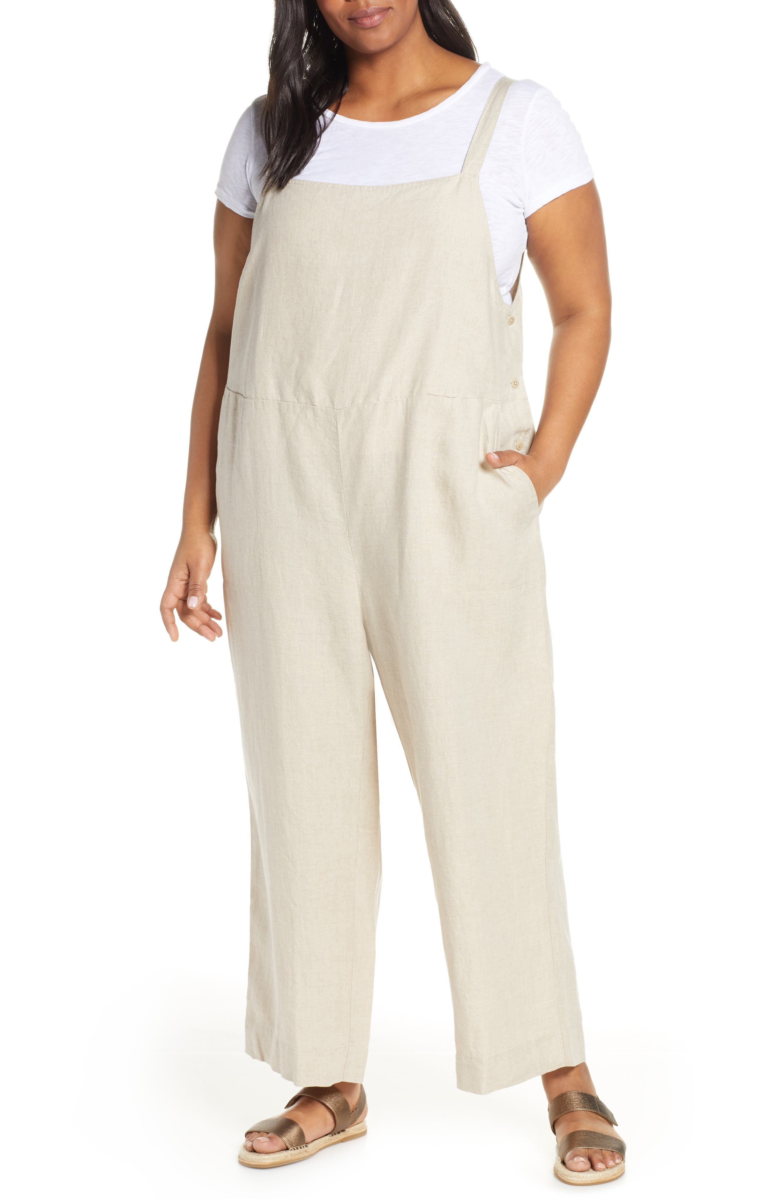 eileen fisher organic linen jumpsuit