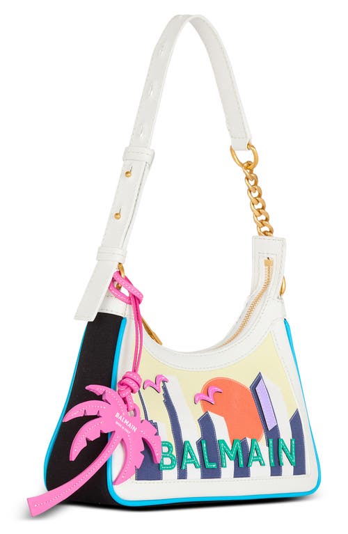 Balmain B-army Postcard Canvas & Leather Shoulder Bag In Aaa Multi