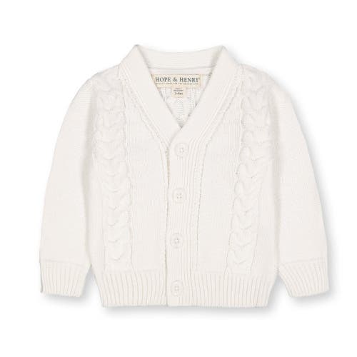 Hope & Henry Kids'  Baby Cable Knit Cardigan Sweater, Infant In Soft White