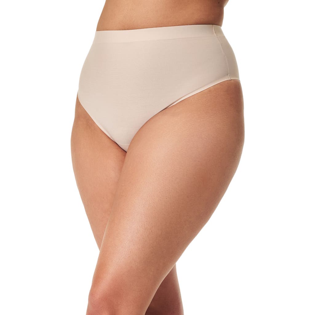 Spanx Sheer Power High-rise Shaping Thong In Champagne Beige