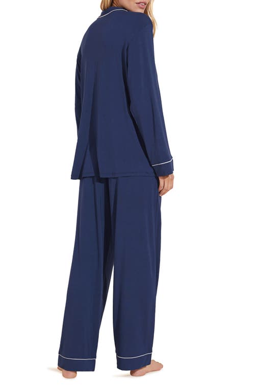 Shop Eberjey Gisele Jersey Knit Pajamas In Navy/ivory