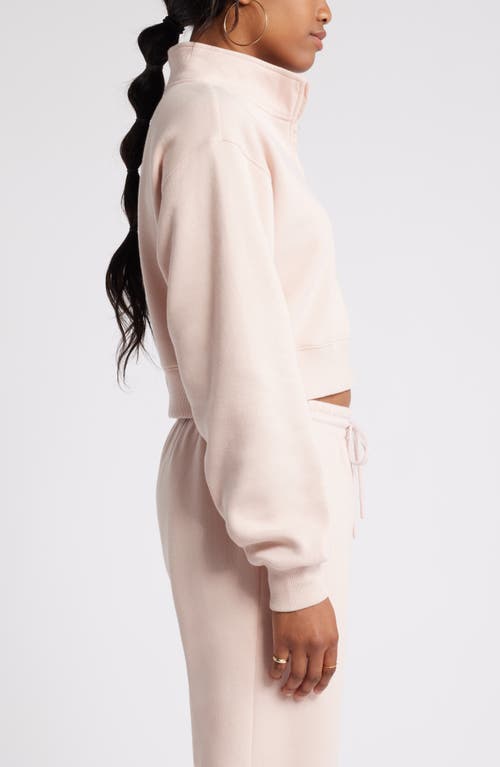 Shop Bp. Quarter Zip Fleece Detail Sweatshirt In Pink Sepia