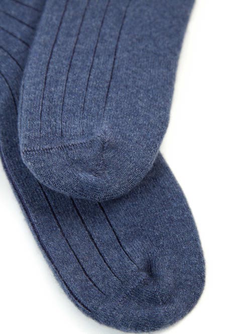 Shop Gobi Cashmere Trim Knit Bed Socks In Crown Blue