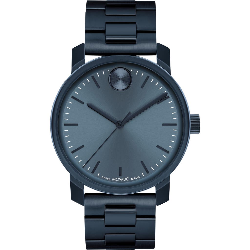 Movado Men's Bold Access Swiss Quartz Ionic Plated Blue Steel Watch 41mm In Blue