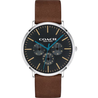 Coach Varick Multifunction Leather Strap Watch, 40Mm