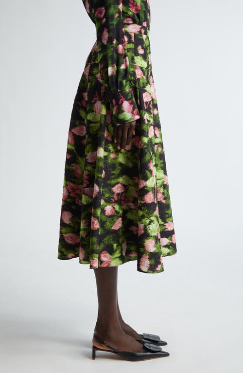 Shop Erdem Blurred Floral Print Jacquard A-line Skirt In Black