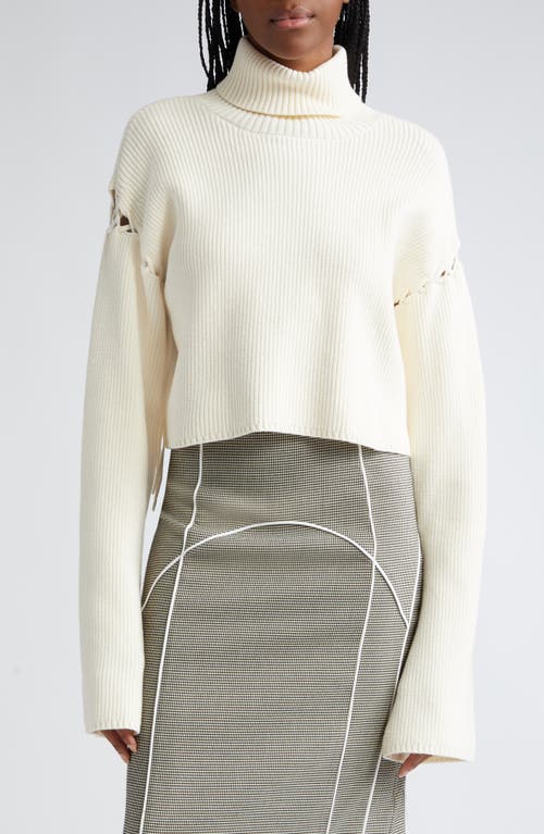 GESTUZ Georgiagz Laced Accent Wide Sleeve Turtleneck Sweater Egret at Nordstrom,