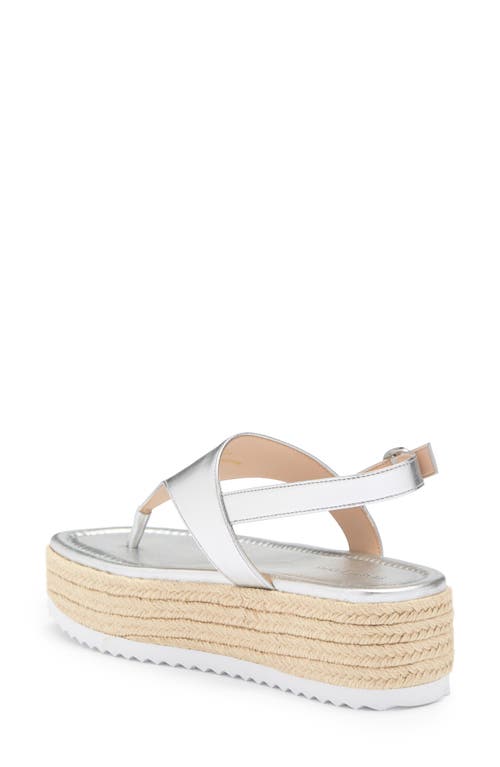 Stuart Weitzman Mel Patent Espadrille Flatform Sandal In Silver