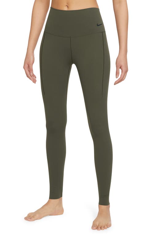 Shop Nike Zenvy Dri-fit High Waist Leggings In Cargo Khaki/black