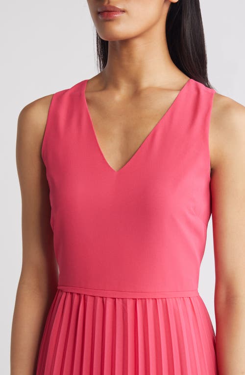 Sam Edelman V-neck Accordion Pleat Dress In Watermelon