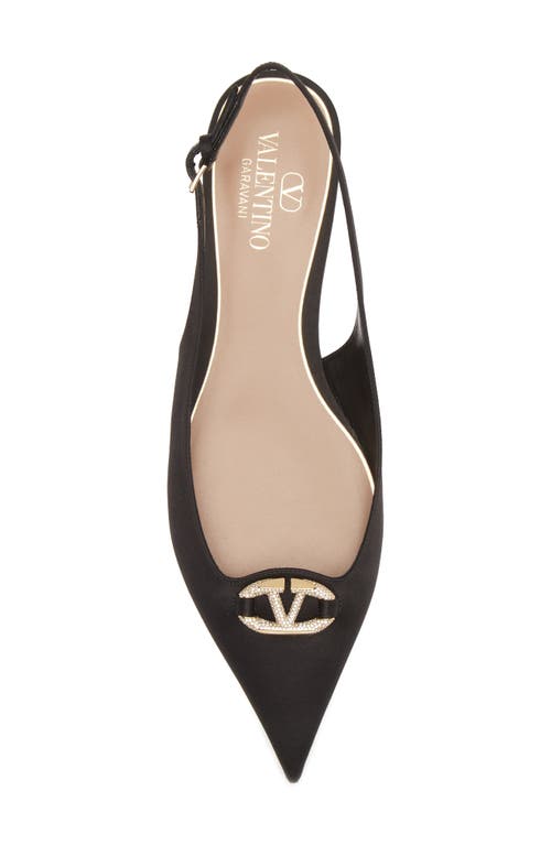 Shop Valentino Garavani Vlogo Pointed Toe Satin Slingback Pump In Nero