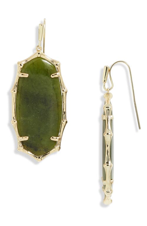 Shop Kendra Scott Elle Bamboo Texture Drop Earrings In Gold Sage Serpentine