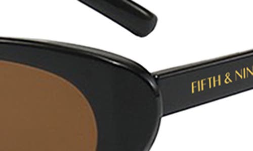 Fifth & Ninth Nina 68mm Polarized Oversize Oval Sunglasses In Black/brown