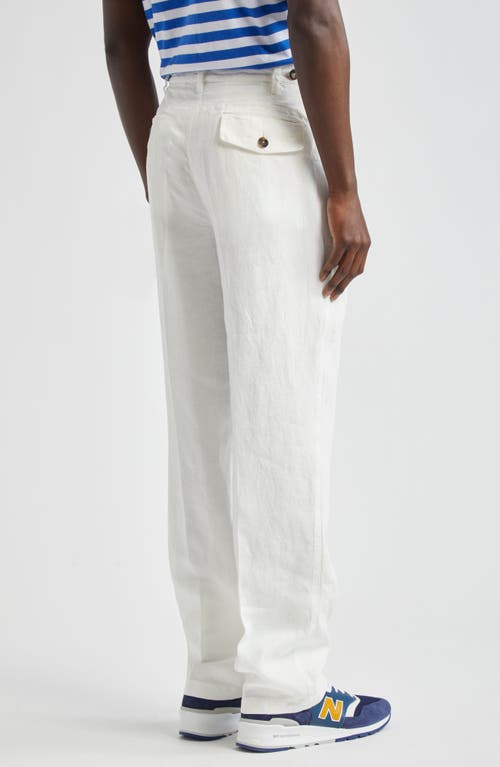 Shop Drake's Games Pleated Linen Pants In Oyster