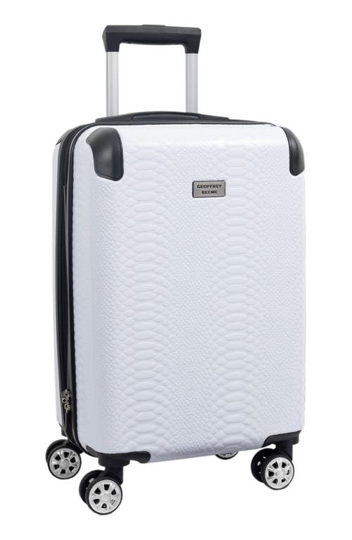 Shop Geoffrey Beene Snakeskin Embossed Tote Bag & Hardside Spinner Suitcase Set In White/black Trim