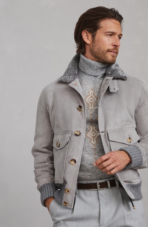 Shop Brunello Cucinelli Shearling Jacket In Grey