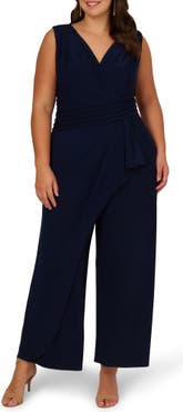 Pintuck Wide Leg Jersey Jumpsuit