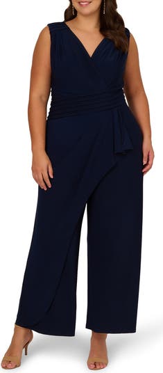 Pintuck Wide Leg Jersey Jumpsuit