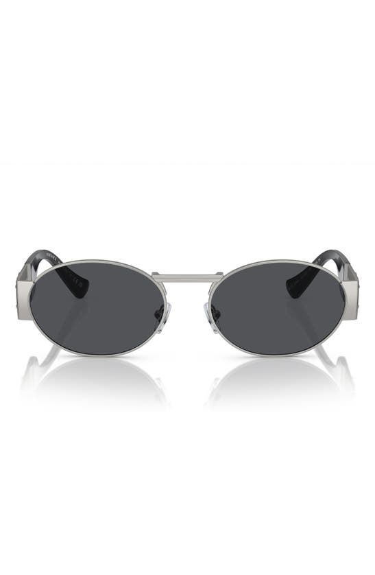 Shop Versace 56mm Oval Sunglasses In Black Silver