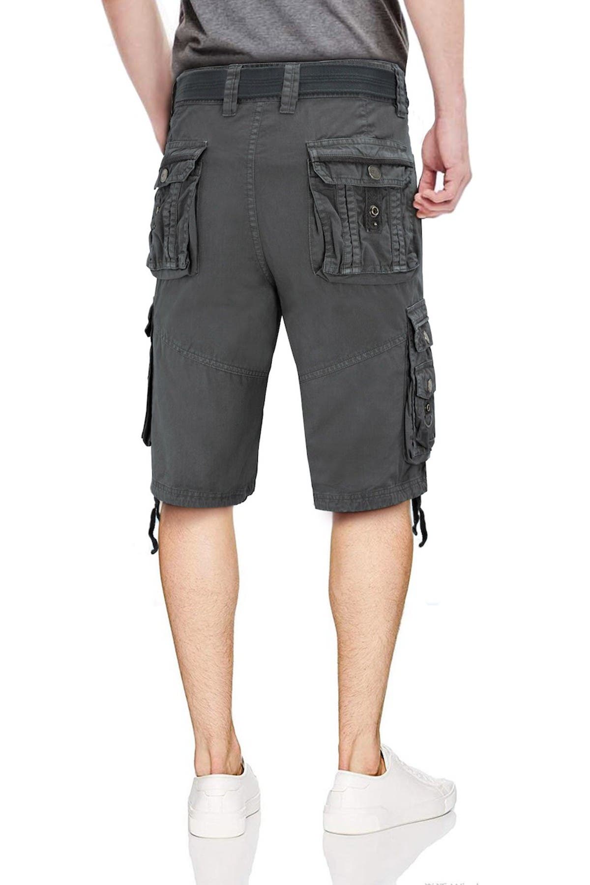 X-ray Belted Zipper Camo Shorts In Charcoal