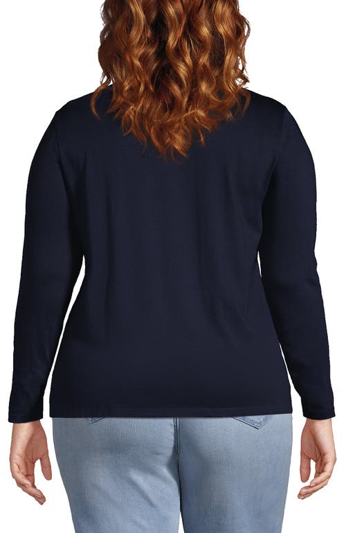 Shop Lands' End Plus Size Relaxed Supima Cotton Long Sleeve Crew Neck T-shirt In Radiant Navy