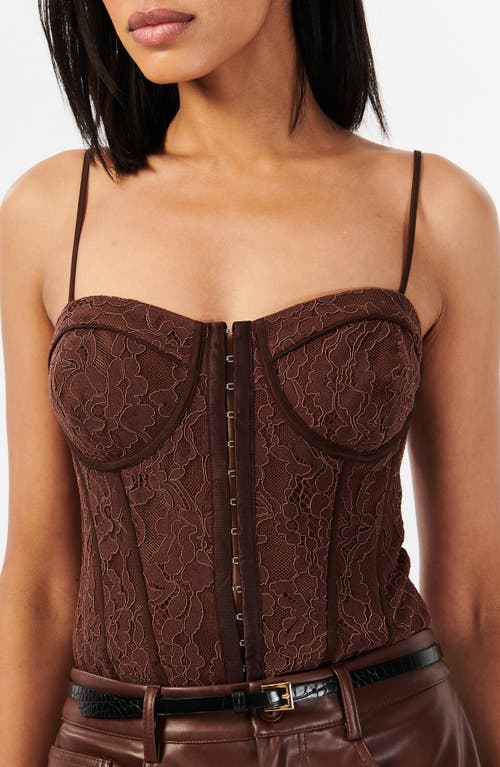 Shop Cami Nyc Arlette Lace & Crepe Corset Bodysuit In Java