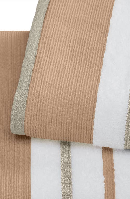 Woven & Weft Cotton Textured Stripe 4-pack Hand Towel Set In Clay/taupe