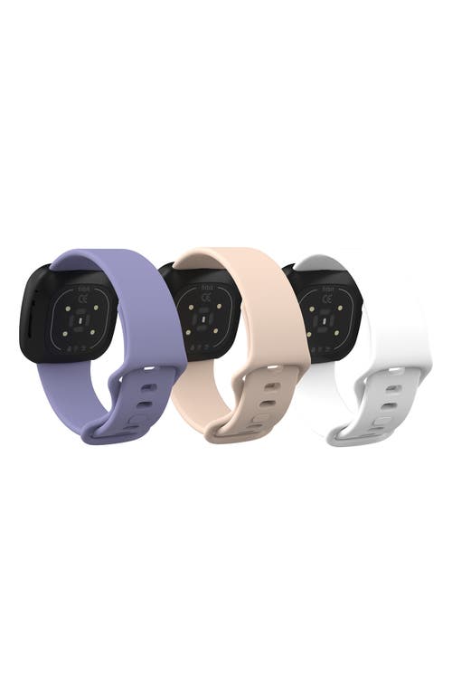 Shop The Posh Tech Assorted Silicone Fitbit Band In White/light Pink/periwinkle