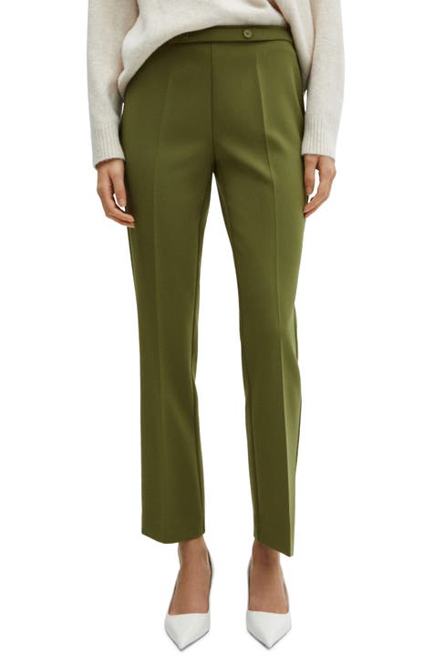 ASOS DESIGN straight ankle suit pants in olive