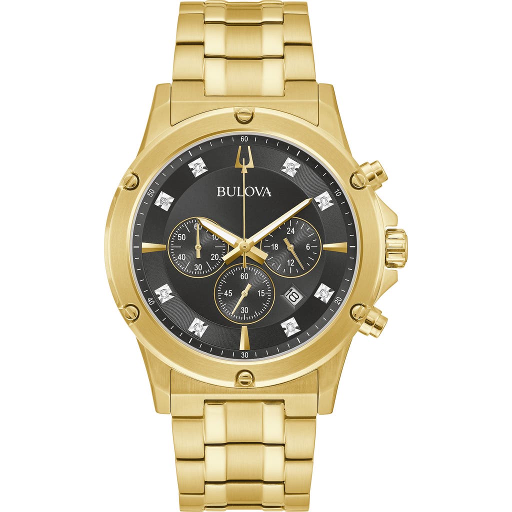 Bulova Multifunction Chronograph Quartz Bracelet Watch, 42mm In Gold