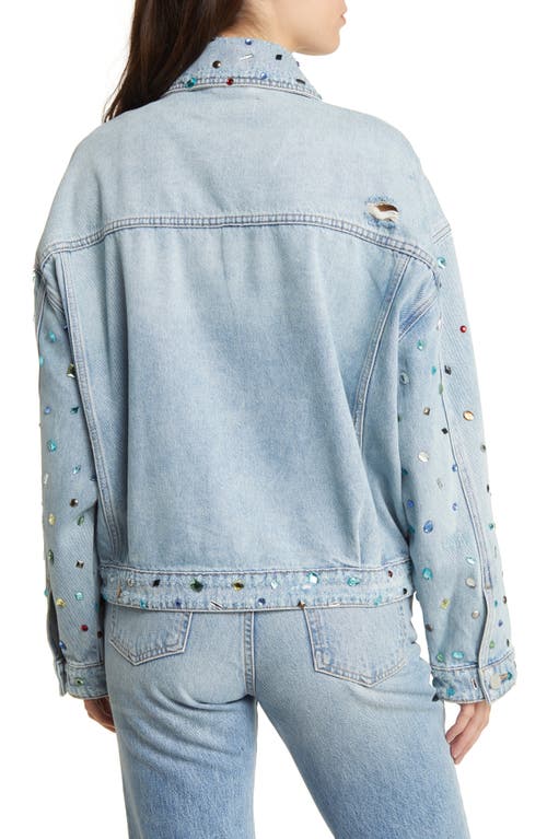 Shop Blanknyc Embellished Organic Cotton Denim Trucker Jacket In Cold Gem