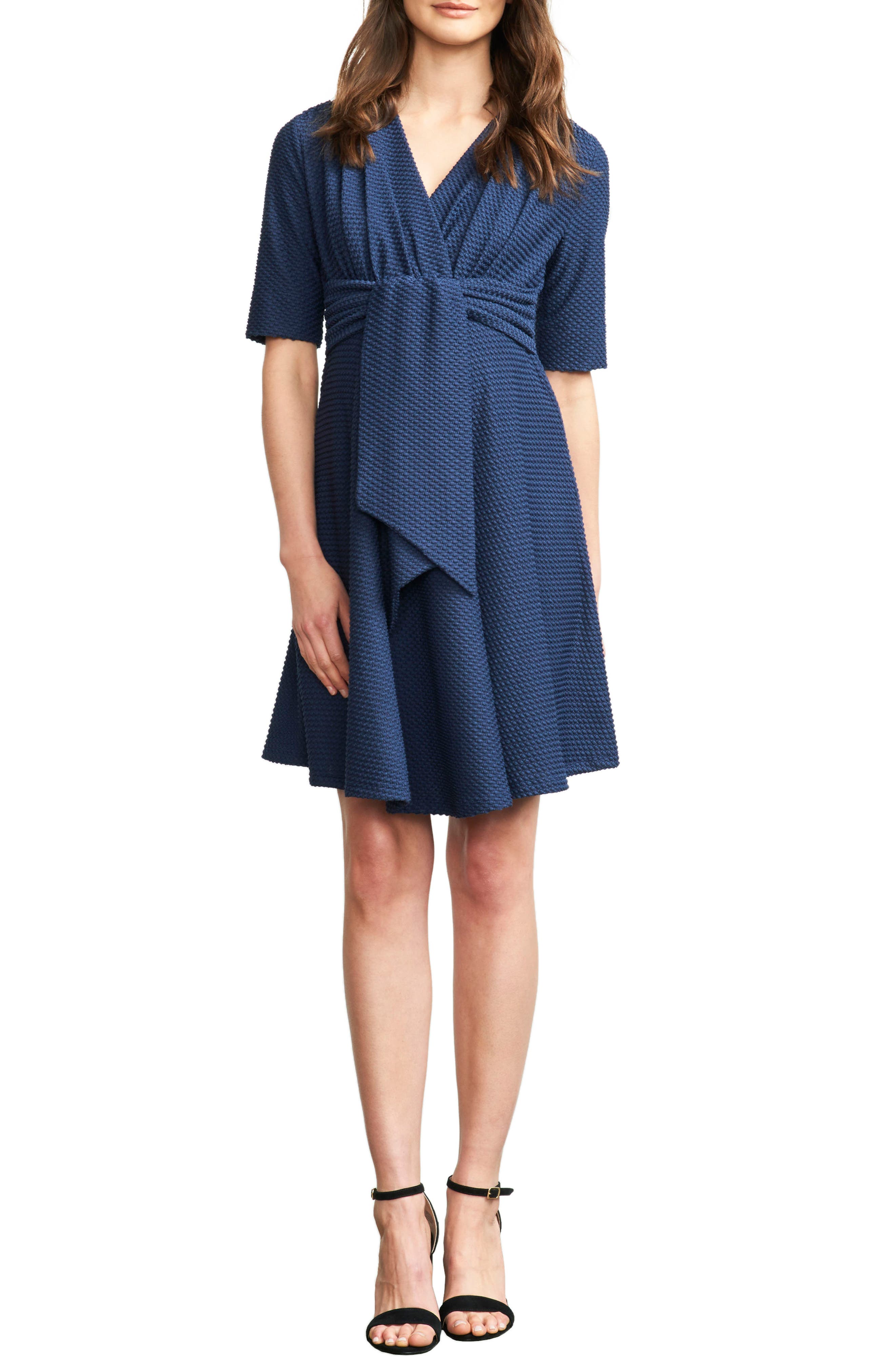 Maternal America Tie Waist Maternity Dress, Blue