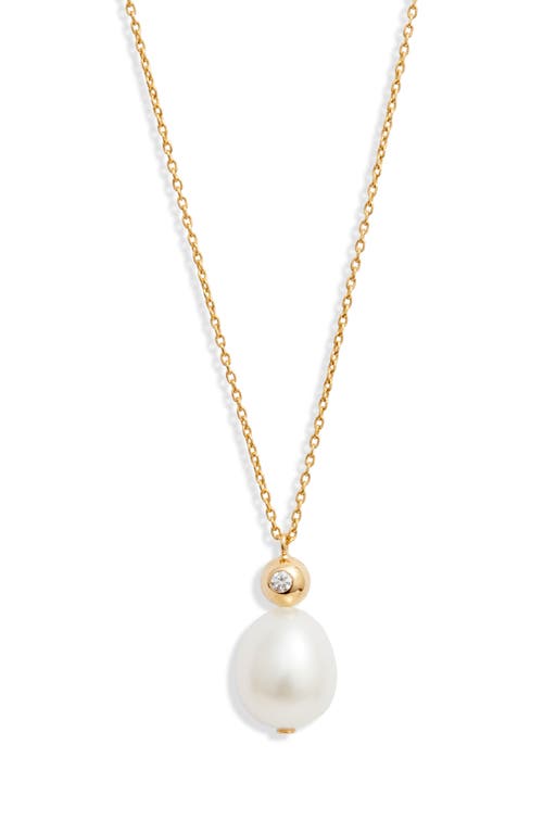Poppy Finch Cultured Pearl & Diamond Dome Pendant Necklace In Gold