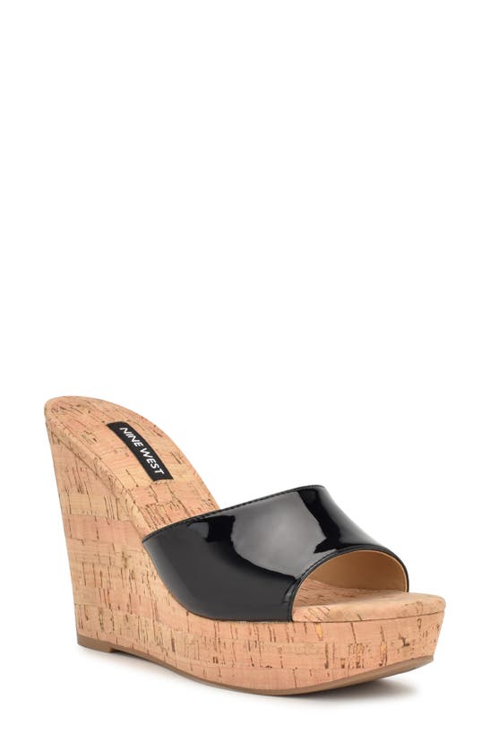 Nine West Herden Platform Wedge Sandal In Black