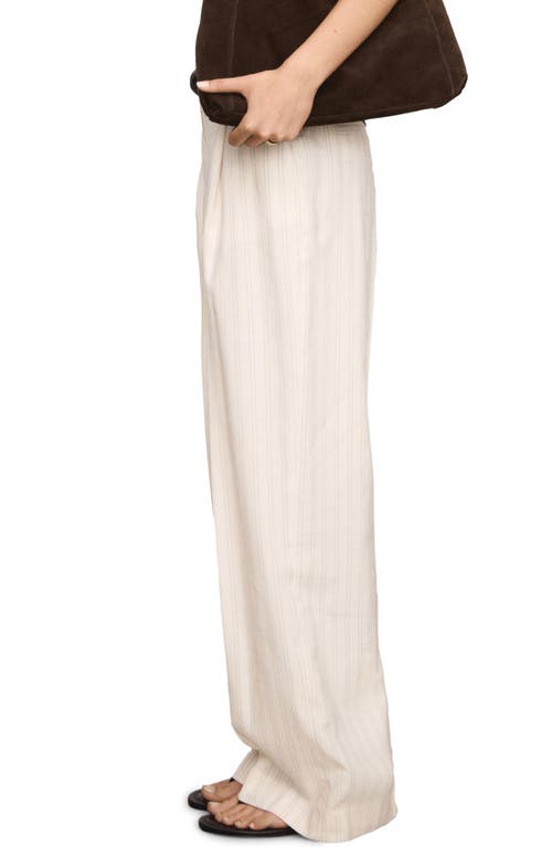 Mango Stripe Straight Leg Pants In Ecru