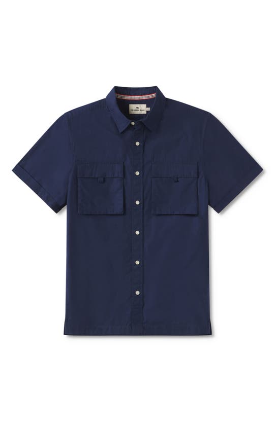 Shop The Normal Brand Expedition Short Sleeve Button-up Shirt In Summer Navy