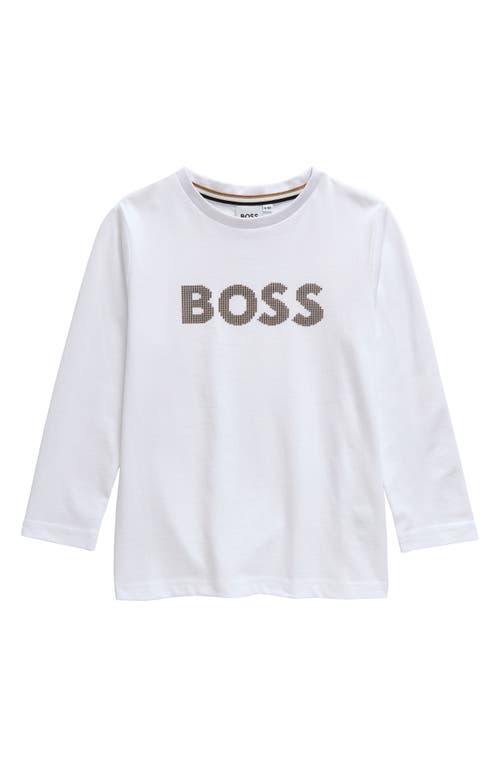 Shop Bosswear Boss Kidswear Kids' Long Sleeve Cotton Graphic T-shirt In White