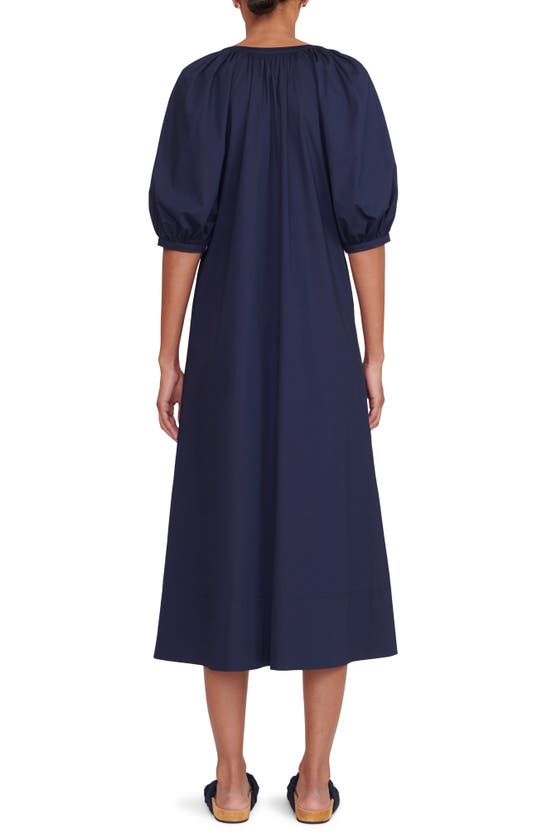 Shop Staud Vincent Puff Sleeve Maxi Dress In Navy